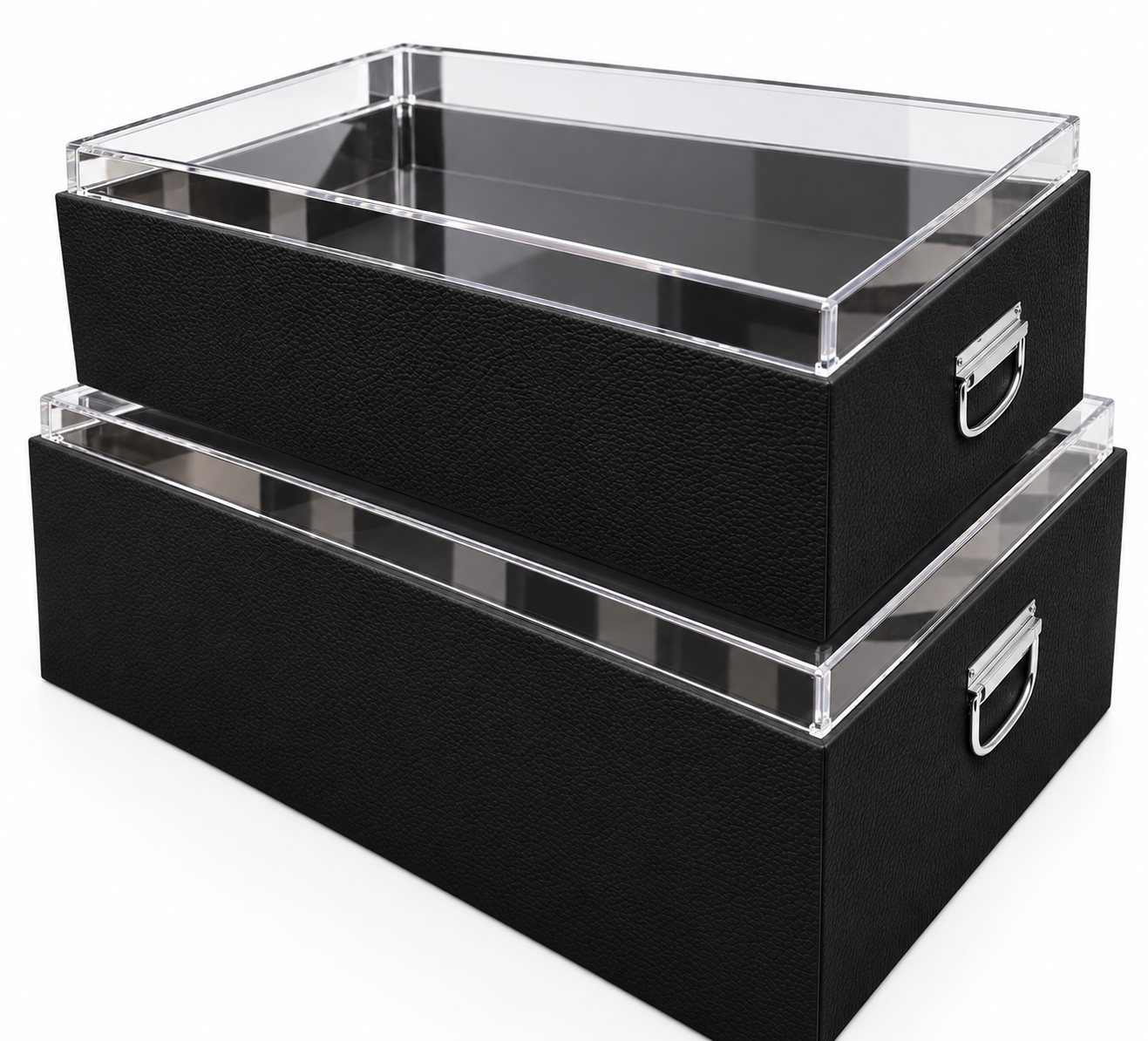 Annie-L trunks in black with clear acrylic covers