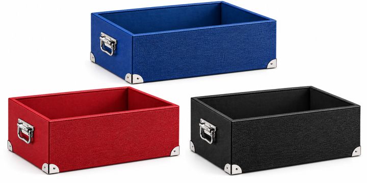 Bryan open trunk boxes in blue, red, grey and black
